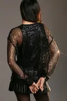 Pilcro Long-Sleeve Sequin Shine Top