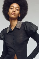 Maeve Puff-Sleeve Buttondown Shirt