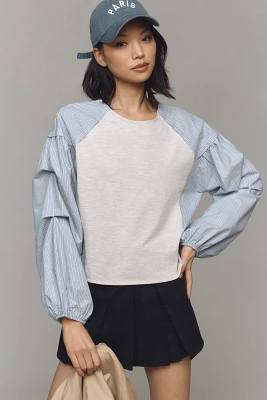 Maeve Draped-Sleeve Twofer Top