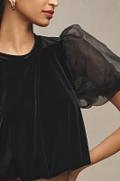 Maeve Puff-Sleeve Velvet Blouse