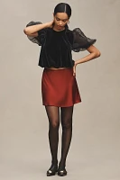 Maeve Puff-Sleeve Velvet Blouse