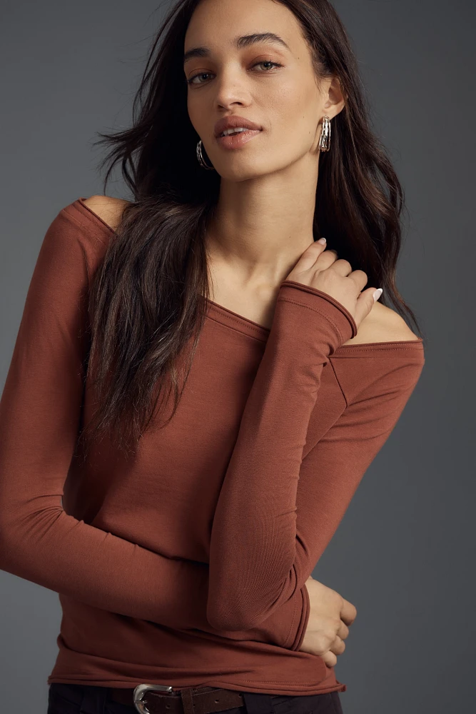 Pilcro Off-The-Shoulder Long-Sleeve Tee