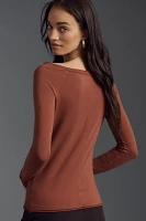 Pilcro Off-The-Shoulder Long-Sleeve Tee