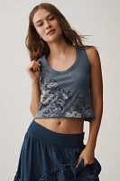 The Kacey Cotton-Slub Floral Crop Tank Top by Pilcro