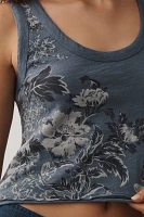 The Kacey Cotton-Slub Floral Crop Tank Top by Pilcro