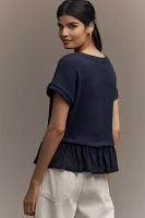 Pilcro Short-Sleeve Sweater Twofer Top