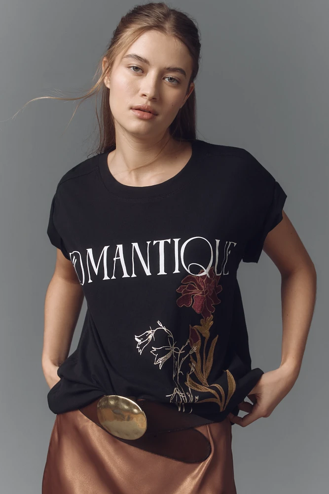 By Anthropologie Romantique Boyfriend Graphic Tee