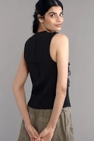 By Anthropologie 3-D Floral Applique Sleeveless Top