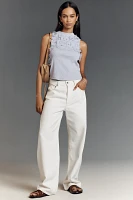 By Anthropologie Sleeveless 3D Floral Appliqué Top