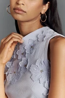 By Anthropologie Sleeveless 3D Floral Appliqué Top