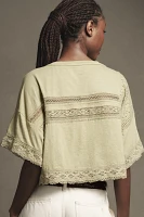 Pilcro Lace-Trim Crop Top