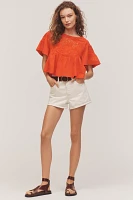 Maeve Short-Sleeve Embellished Swing Top