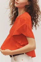 Maeve Short-Sleeve Embellished Swing Top