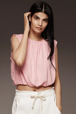 By Anthropologie Cropped Bubble-Hem Tank Top