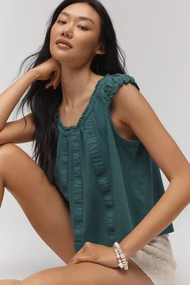 By Anthropologie Ruffle-Shoulder Swing Tank Top