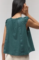 By Anthropologie Ruffle-Shoulder Swing Tank Top