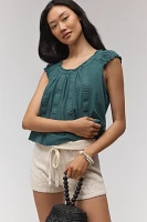 By Anthropologie Ruffle-Shoulder Swing Tank Top