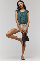 By Anthropologie Ruffle-Shoulder Swing Tank Top