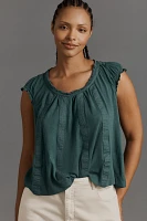 By Anthropologie Ruffle-Shoulder Swing Tank Top