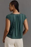 By Anthropologie Ruffle-Shoulder Swing Tank Top