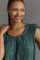 By Anthropologie Ruffle-Shoulder Swing Tank Top