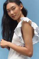 By Anthropologie Smocked Flutter-Sleeve Tee