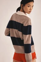 Design History Cashmere Rugby Striped Polo Sweater