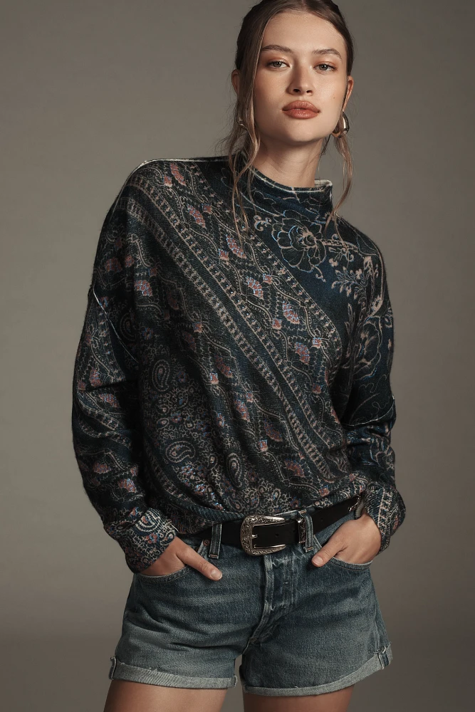 The Alani Cashmere Mock-Neck Sweater by Pilcro: Printed Edition