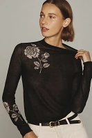 Maeve Sheer Floral Sweater