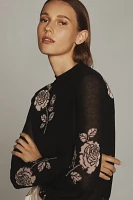 Maeve Sheer Floral Sweater