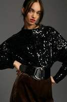 The Alani Cashmere Mock-Neck Sweater by Pilcro: Sequin Edition