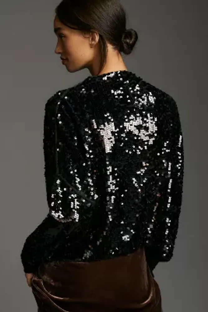 The Alani Cashmere Mock-Neck Sweater by Pilcro: Sequin Edition