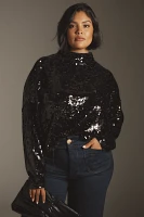 The Alani Cashmere Mock-Neck Sweater by Pilcro: Sequin Edition