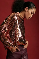 The Alani Cashmere Mock-Neck Sweater by Pilcro: Sequin Edition