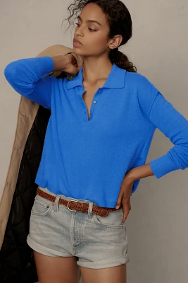 The Jensen Cashmere Cropped Polo Sweater by Pilcro