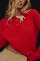 The Jensen Cashmere Cropped Polo Sweater by Pilcro