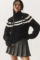 Maeve Turtleneck Balloon-Sleeve Bow Sweater