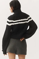 Maeve Turtleneck Balloon-Sleeve Bow Sweater