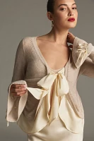 By Anthropologie Mixed Media Ruffled Cashmere Sweater