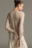 By Anthropologie Mixed Media Ruffled Cashmere Sweater