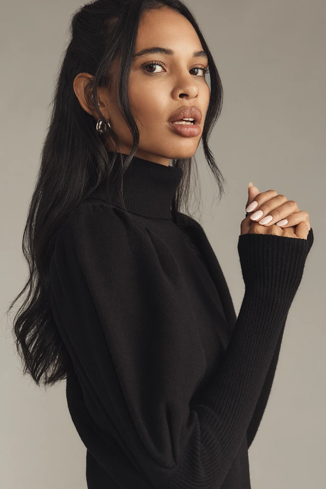 The Aurora Puff-Sleeve Turtleneck Sweater by Maeve