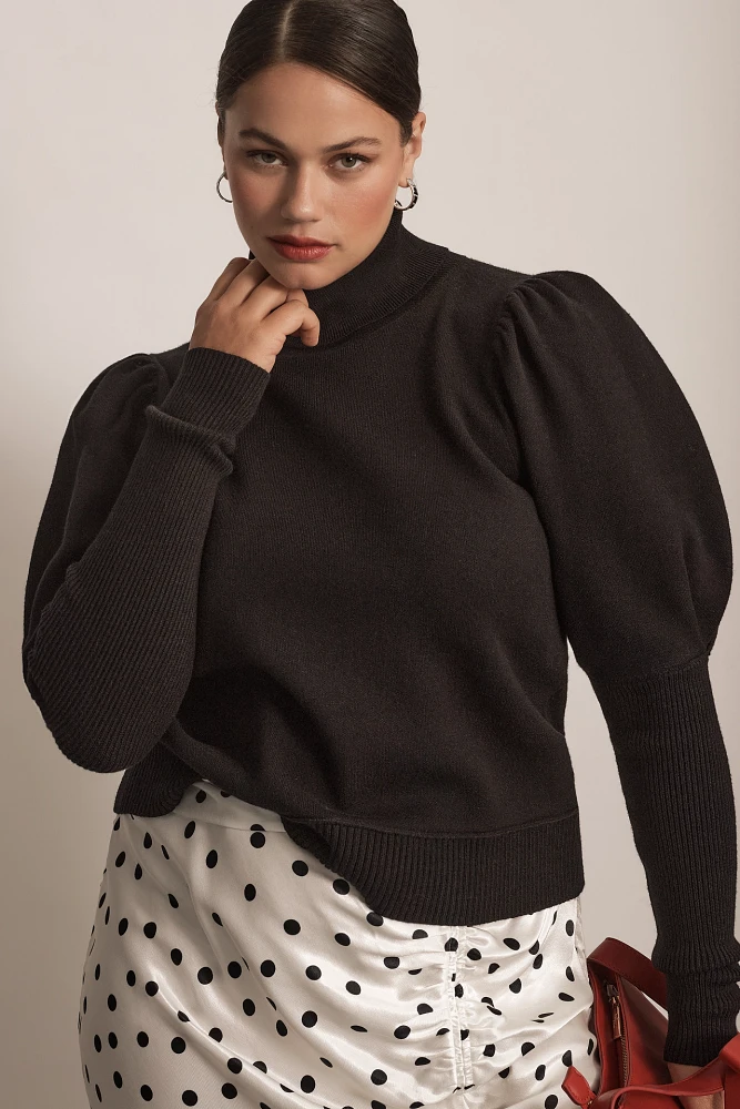 The Aurora Puff-Sleeve Turtleneck Sweater by Maeve