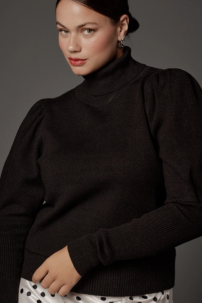 The Aurora Puff-Sleeve Turtleneck Sweater by Maeve