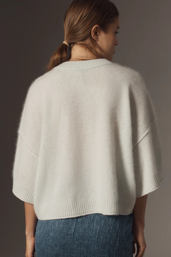 By Anthropologie Short-Sleeve Brushed Cashmere Sweater