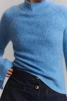 By Anthropologie Cashmere Fitted Rib Mock-Neck Sweater