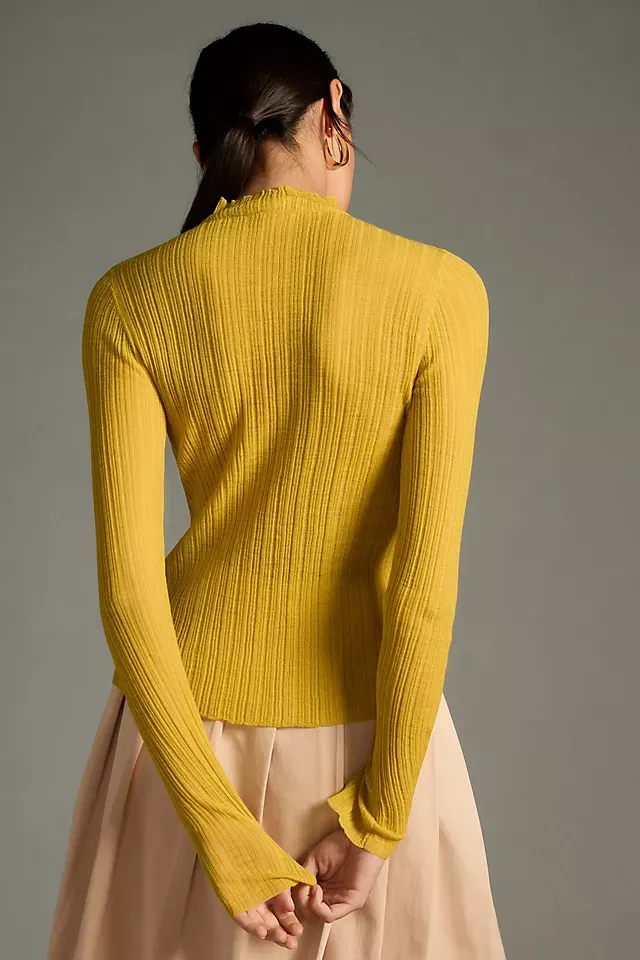 By Anthropologie Long-Sleeve Mock-Neck Textured Top