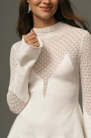 By Anthropologie Mixed-Lace Turtleneck Sweater