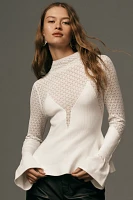 By Anthropologie Mixed-Lace Turtleneck Sweater