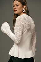 By Anthropologie Mixed-Lace Turtleneck Sweater