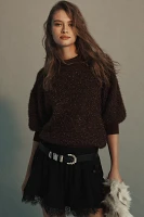 The Violette Short-Sleeve Tinsel Sweater by Maeve